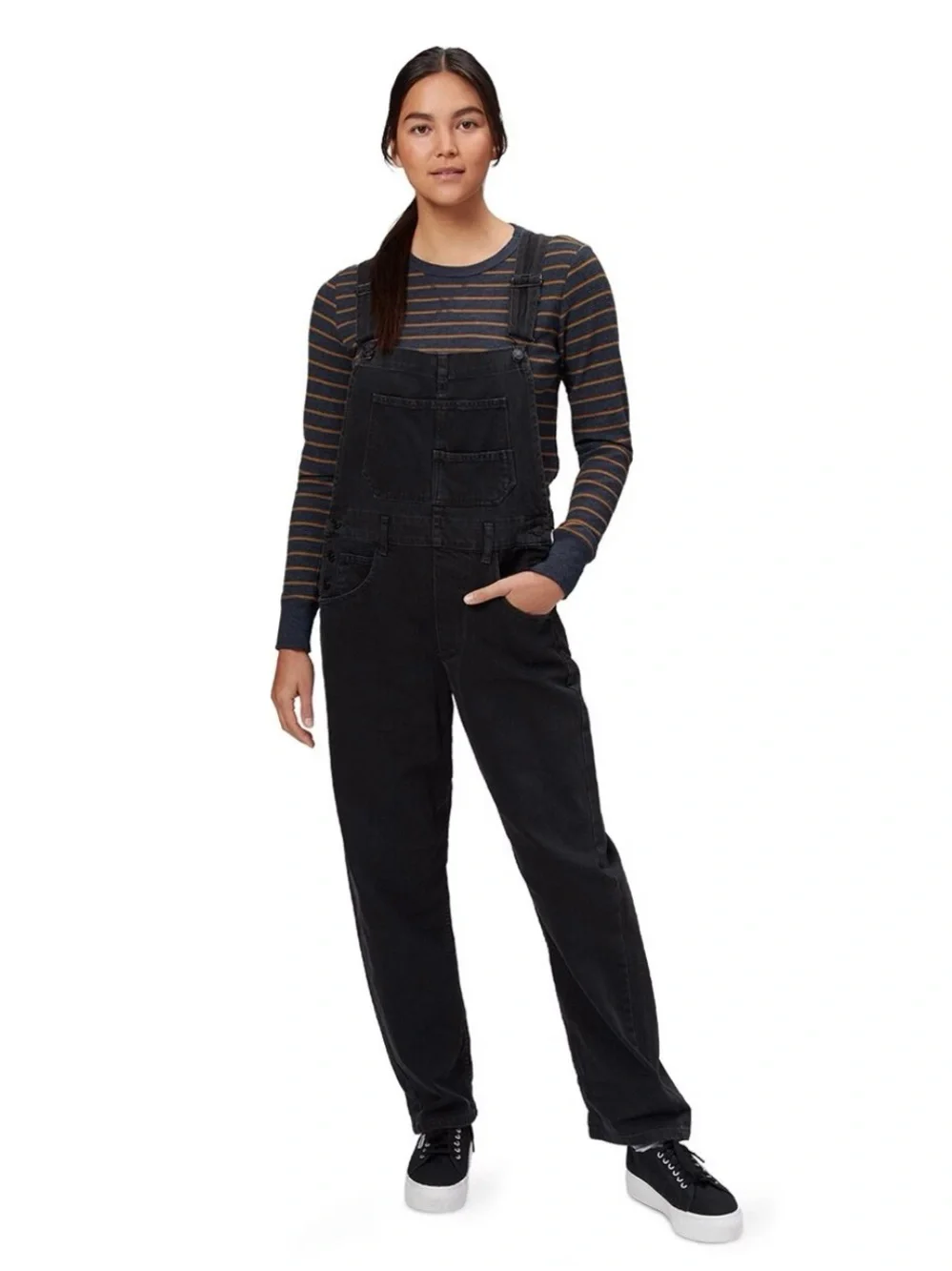 Free People We the Free Ziggy Black Denim Overalls Jumpsuit
